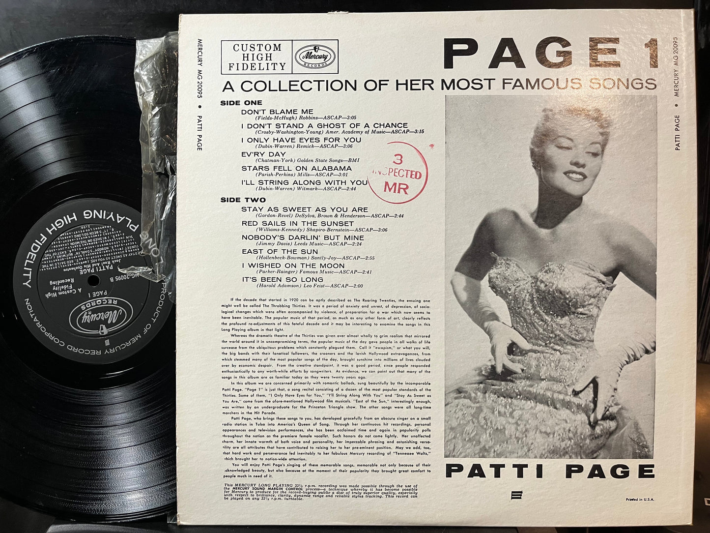 Patti Page - Page 1 - A Collection Of Her Most Famous Songs (VINYL LP) | Excellent (EX) Near Mint (NM)--