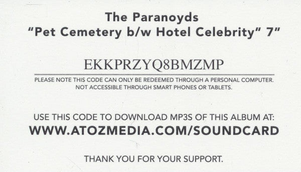 The Paranoyds - Pet Cemetery (7" VINYL) | Mint (M) Mint (M)-