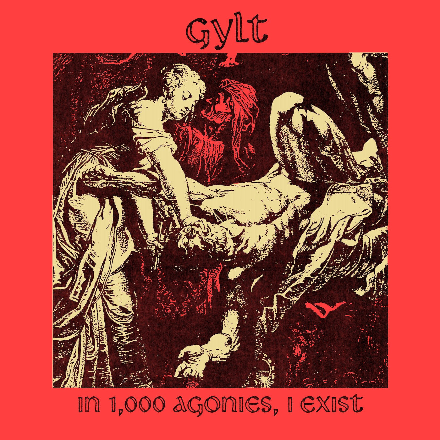 Gylt - In 1000 Agonies, I Exist (TRANSPARENT RED W/ BLACK SPLATTER VINYL 7") | Mint (M) Mint (M)-