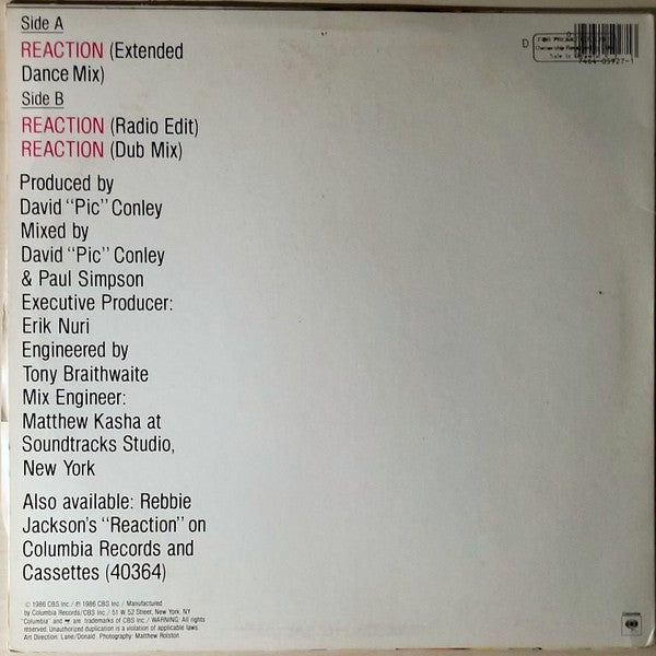 Rebbie Jackson - Reaction | Near Mint (NM) Near Mint (NM)-