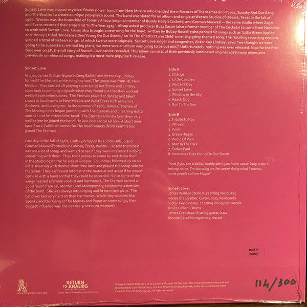 Sunset Love - Sunset Love (VINYL) | Mint (M) Mint (M)-
