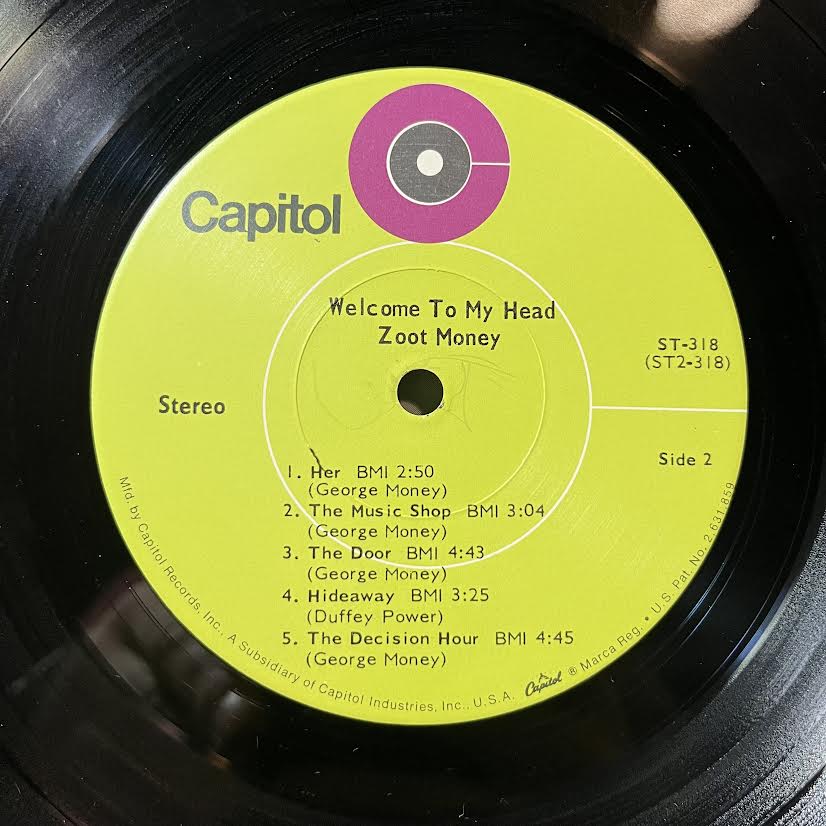 Zoot Money - Welcome To My Head (VINYL) | Excellent+ (EX+) Very Good (VG)--