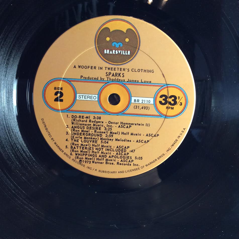 Sparks - A Woofer In Tweeter's Clothing (VINYL LP Bearsville – BR 2110) | USED Excellent (EX) Very Good (VG)--