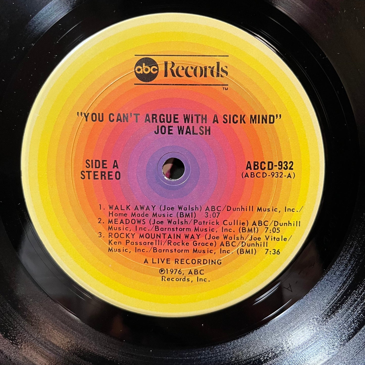 Joe Walsh - You Can't Argue With A Sick Mind (VINYL LP ABC ABCD-932 1976) | USED Near Mint- (NM-) Very Good (VG)--