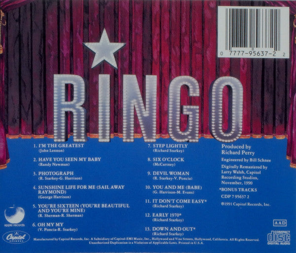Ringo Starr - Ringo *CD* | Near Mint (NM) Near Mint (NM)--