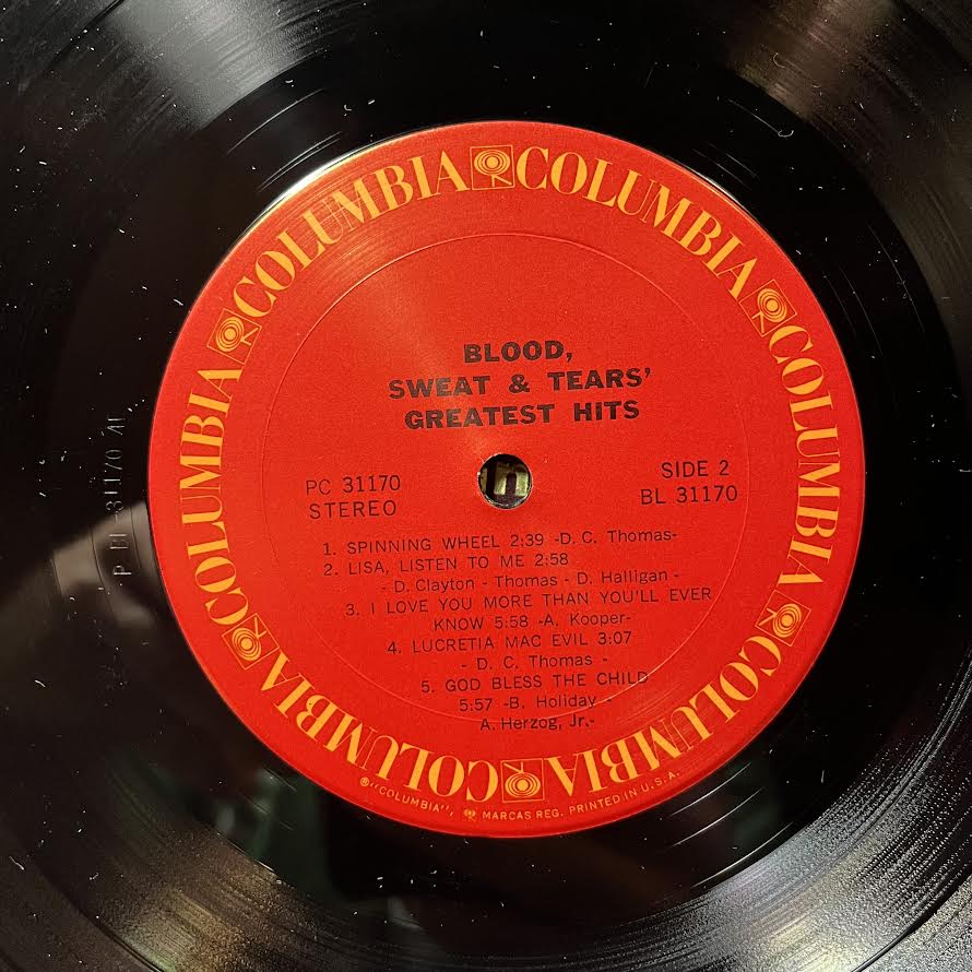 Blood, Sweat & Tears Greatest Hits (VINYL) | Near Mint (NM) Excellent (EX)--