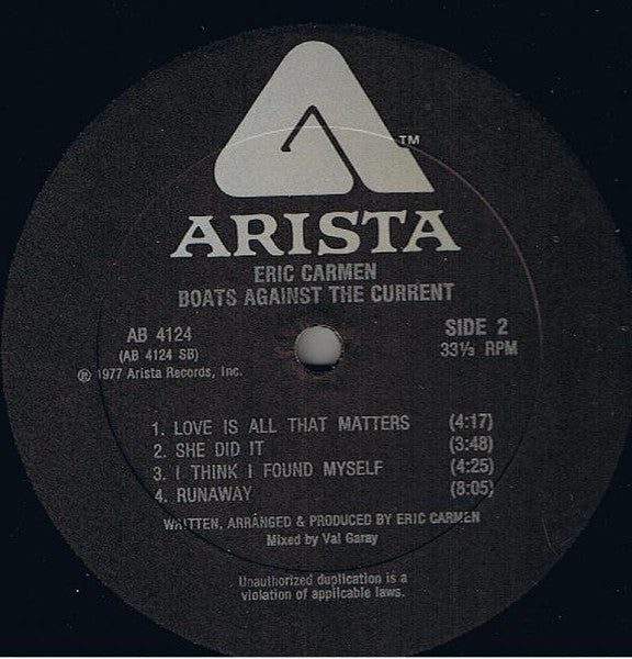 Eric Carmen - Boats Against The Current | Near Mint (NM) Excellent (EX)-