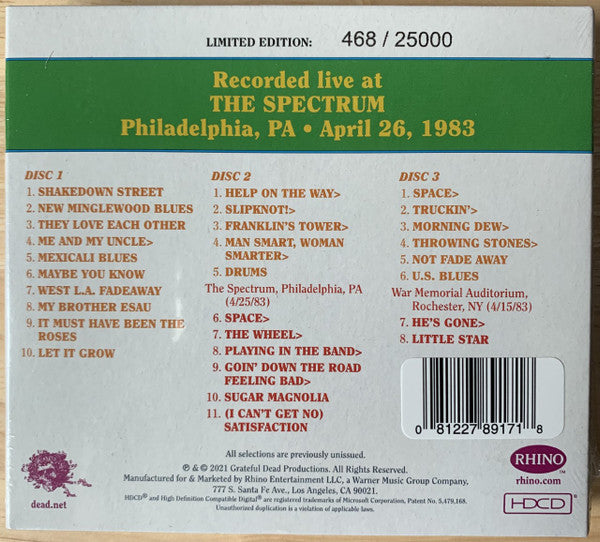 Dave's Picks, Volume 39 (3xCD)(The Spectrum, Philadelphia, PA • 4/26/83) | Mint (M) Near Mint (NM)-