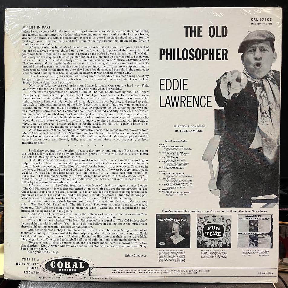 Eddie Lawrence - The Old Philosopher (VINYL) | Mint (M) Near Mint (NM)-