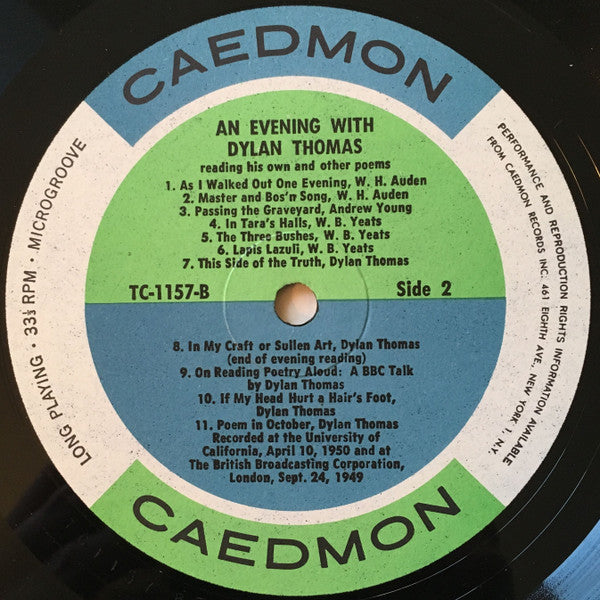 Dylan Thomas - An Evening With Dylan Thomas Reading His Own And Other Poems | Near Mint (NM) Excellent (EX)-