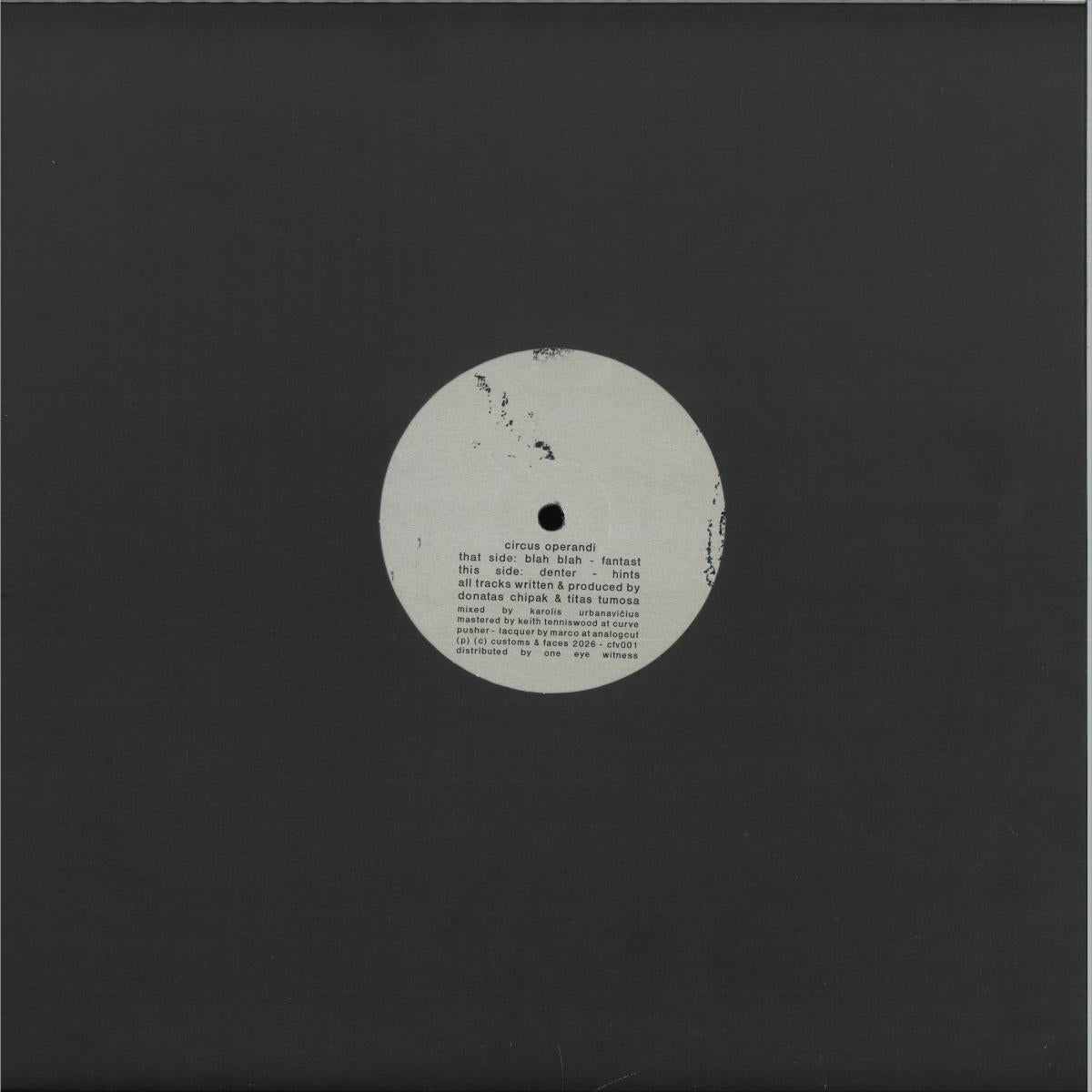 Circus Operandi - CFV001 (VINYL 12" Customs & Faces CFV001) | NEW Mint (M) Mint (M)--
