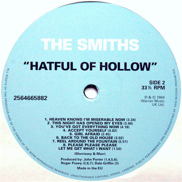 The Smiths Hatful Of Hollow Rhino Records (2), Rhino Records (2) LP, Comp, RE, 180 Mint (M) Mint (M)-