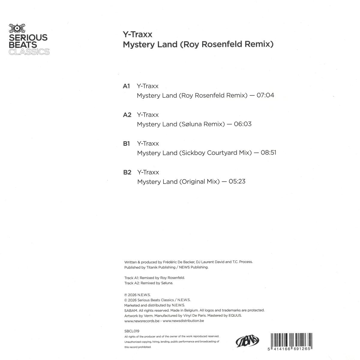 Y-TRAXX - MYSTERY LAND (ROY ROSENFELD REMIX) (VINYL 12" Serious Beats Classics SBCL019 2026) |-