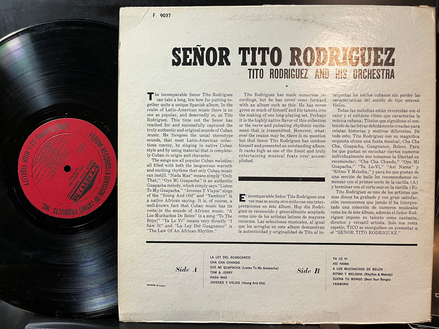 Tito Rodriguez And His Orchestra - Señor Tito Rodriguez (VINYL LP) | Near Mint- (NM-) Excellent (EX)-