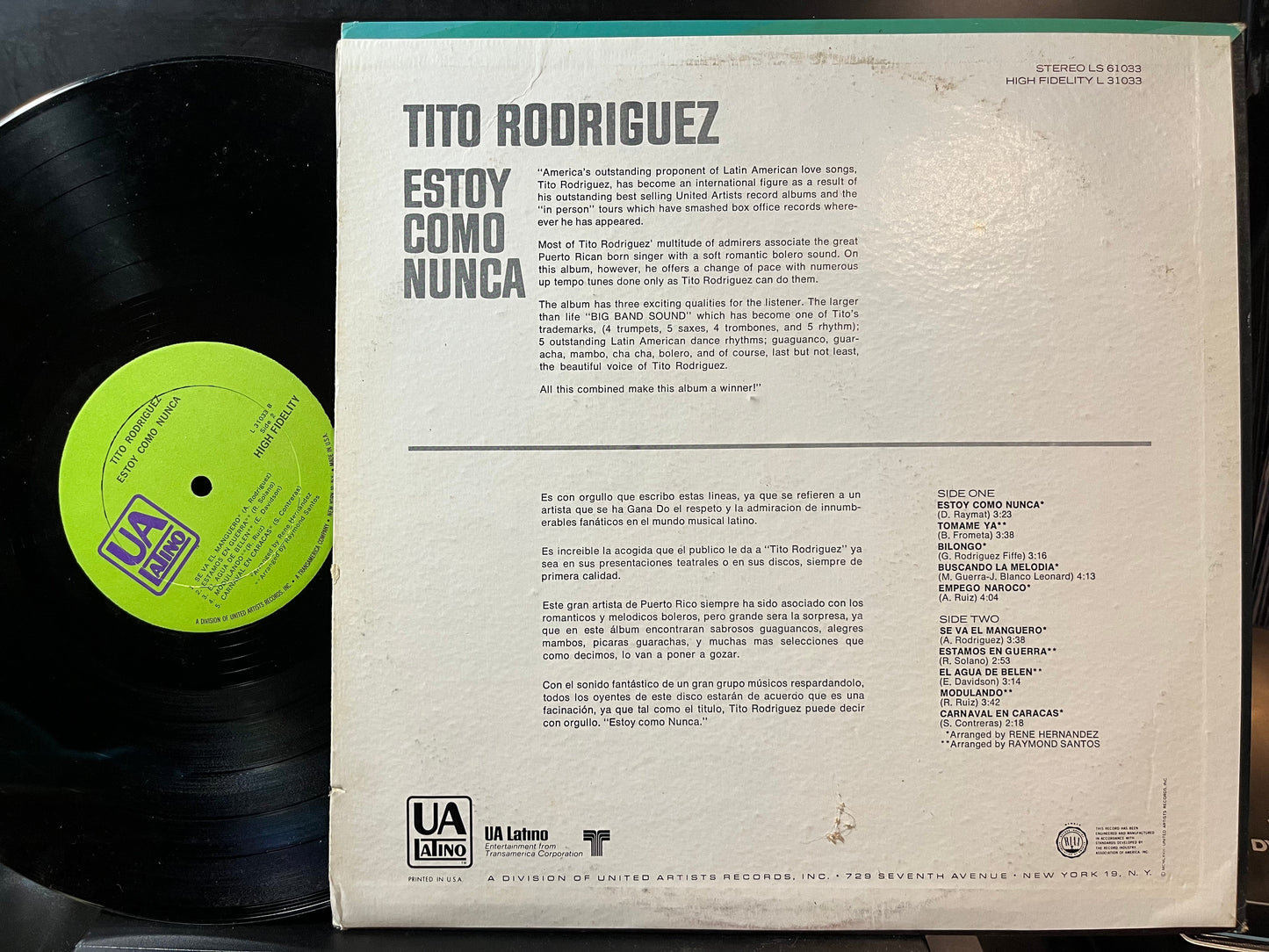 Tito Rodriguez - Estoy Como Nunca (VINYL LP) | Near Mint (NM or M-) Excellent (EX)-