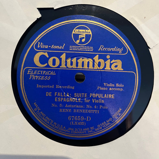 Rene Benedetti - De Falla : Suite Populaire Espagnole | Near Mint (NM) Generic-