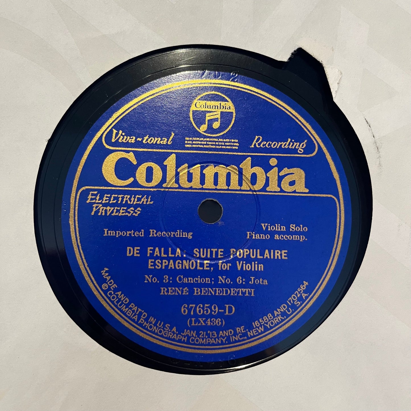 Rene Benedetti - De Falla : Suite Populaire Espagnole | Near Mint (NM) Generic-