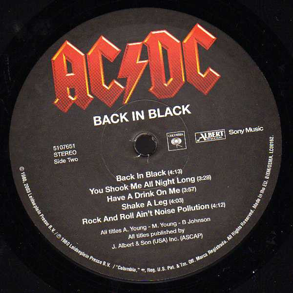 AC/DC - Back In Black (VINYL) | Mint (M) Mint (M)-