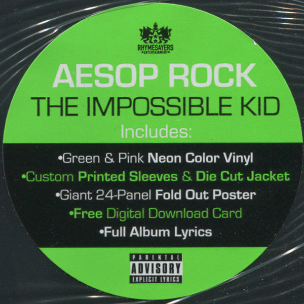 Aesop Rock The Impossible Kid Rhymesayers Entertainment LP, Gre + LP, Pin + Album Mint (M) Mint (M)-