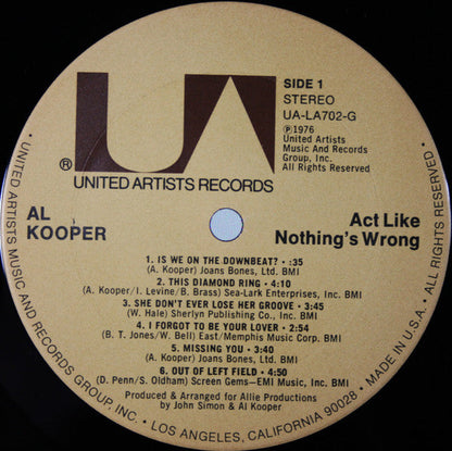 Al Kooper - Act Like Nothing's Wrong | Near Mint (NM) Very Good Plus (VG+)-