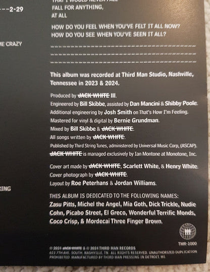 Jack White (2) - No Name | Mint (M) Mint (M)-