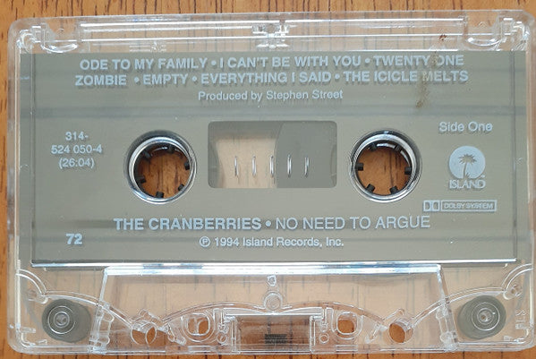 The Cranberries - No Need To Argue *CASSETTE* | Near Mint (NM) Excellent (EX)-