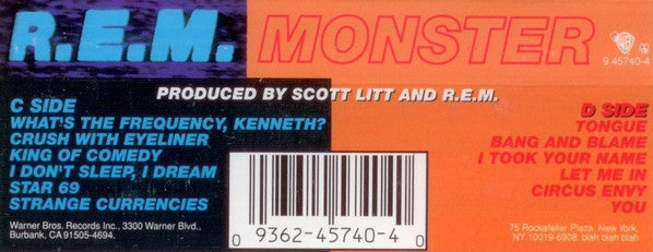 R.E.M. - Monster *CASSETTE* | Near Mint (NM) Near Mint (NM)-