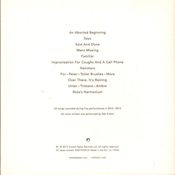 Nils Frahm - Spaces (CD) | Mint (M) Mint (M)-