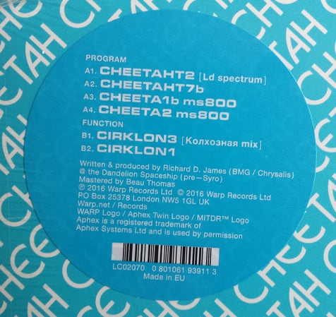Aphex Twin - Cheetah EP | Mint (M) Mint (M)-