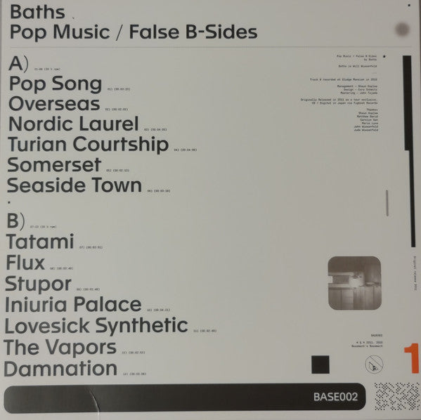 Baths - Pop Music / False B-Sides | Mint (M) Mint (M)-