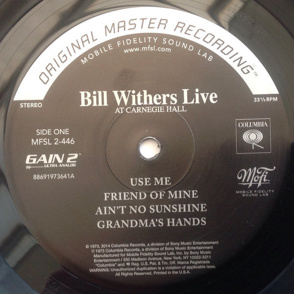Bill Withers Live At Carnegie Hall (2xVINYL MFSL) | Mint (M) Mint (M)-