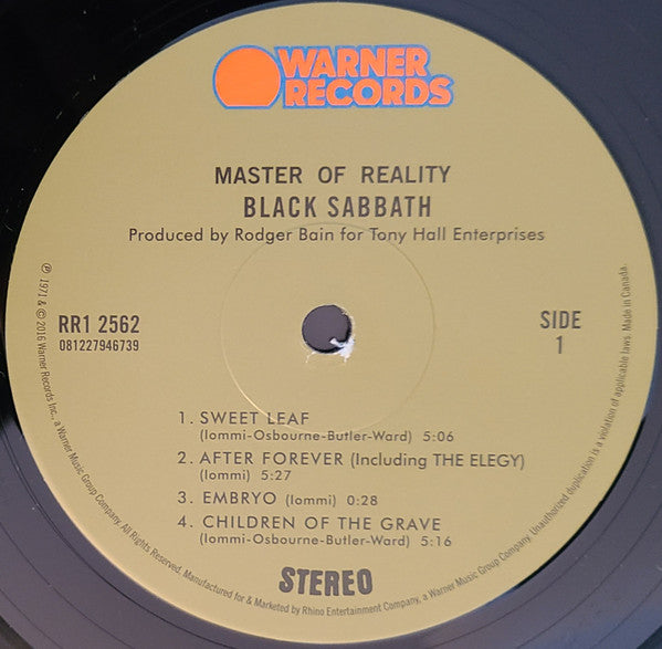 Black Sabbath - Master Of Reality (VINYL) | Mint (M) Mint (M)-
