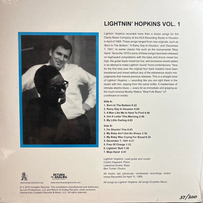 Lightnin' Hopkins - Vol. 1 : Clarity Music Sessions - April 1969 (VINYL) | Mint (M) Mint (M)-
