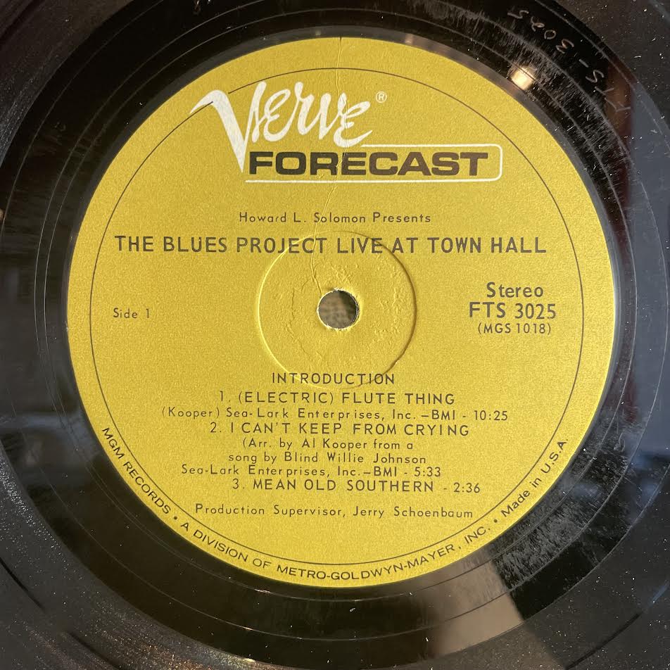 The Blues Project - Live At Town Hall (VINYL) | Excellent+ (EX+) Very Good Plus (VG+)-