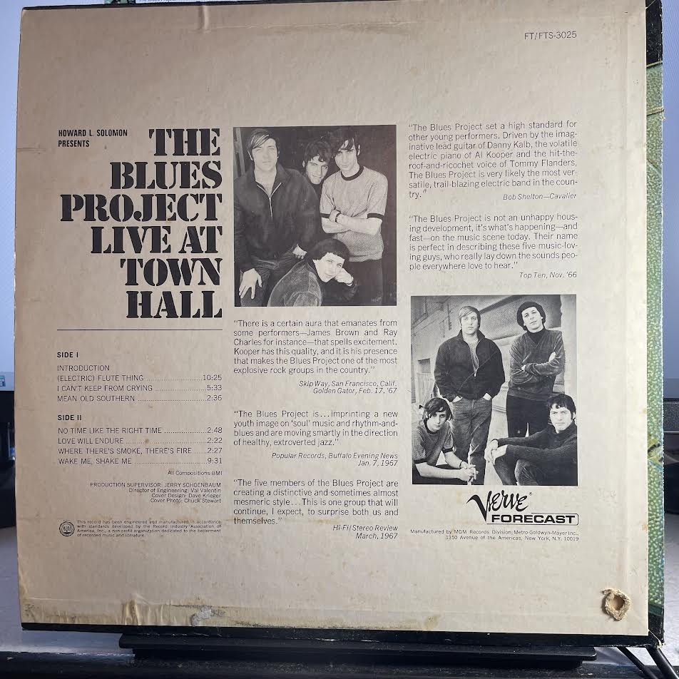 The Blues Project - Live At Town Hall (VINYL) | Excellent+ (EX+) Very Good Plus (VG+)-