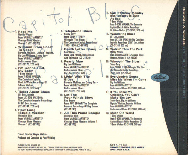 Various - Rumble & Scratch: Capitol Blues Collection Sampler (CD) | Near Mint (NM) Near Mint (NM)-