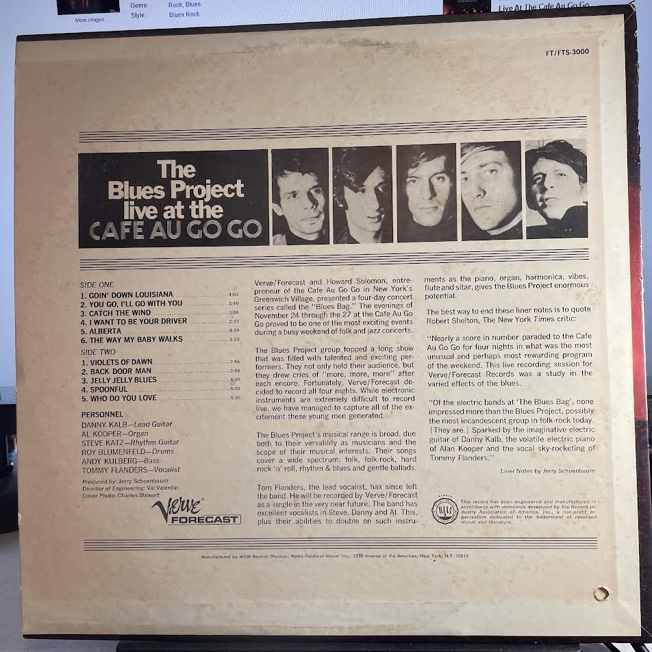 The Blues Project - Live At The Cafe Au Go Go (VINYL) | Near Mint (NM) Very Good Plus (VG+)-