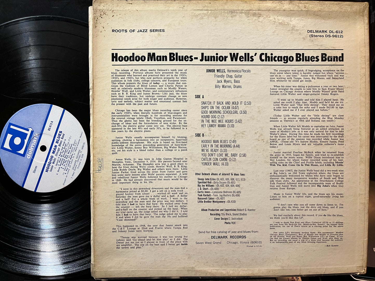 Junior Wells' Chicago Blues Band - Hoodoo Man Blues (VINYL LP Delmark Records DS-9612 1966) | USED Very Good (VG) Very Good (VG)-