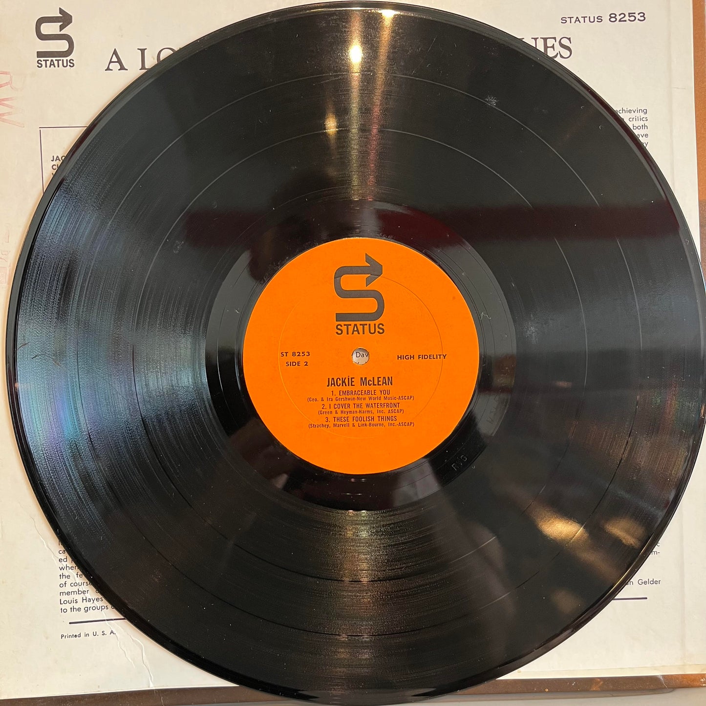 Jackie McLean - A Long Drink Of The Blues | Very Good (VG) Very Good Plus (VG+)-