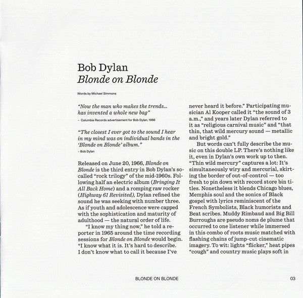 Bob Dylan - Blonde On Blonde (VMP | CLEAR BLONDE VINYL) | Mint (M) Mint (M)-