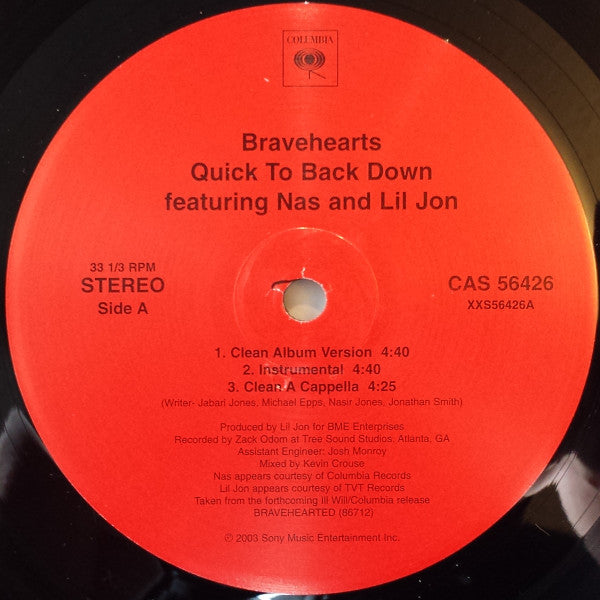 Bravehearts - Quick To Back Down | Near Mint (NM) Generic-