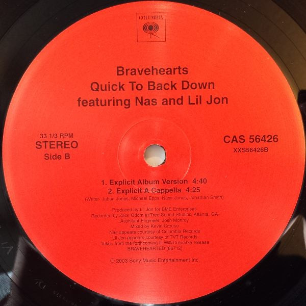 Bravehearts - Quick To Back Down | Near Mint (NM) Generic-