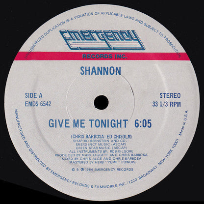 Shannon - Give Me Tonight (VINYL) | Excellent (EX) Excellent (EX)-