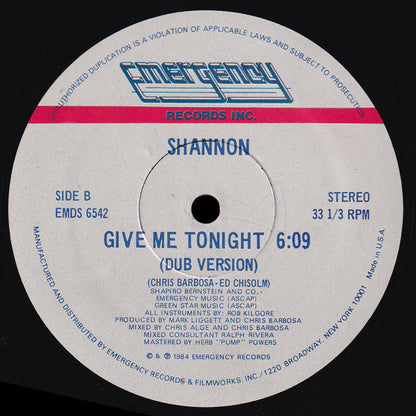 Shannon - Give Me Tonight (VINYL) | Excellent (EX) Excellent (EX)-