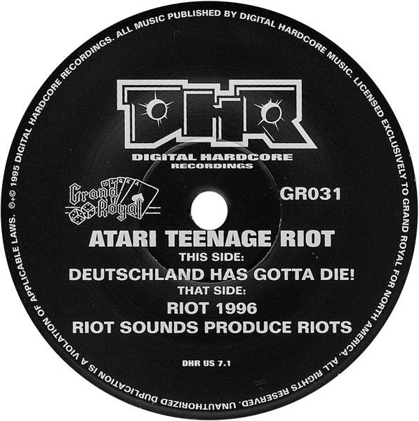 Atari Teenage Riot - Deutschland Has Gotta Die! / Riot 1996 (7") | Near Mint (NM) Near Mint (NM)-