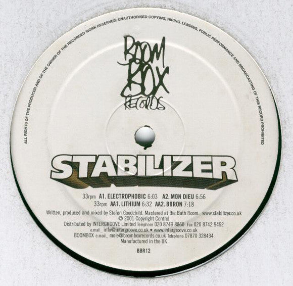 Stabilizer - Electrophobic (12" VINYL) | Very Good Plus (VG+) Generic-