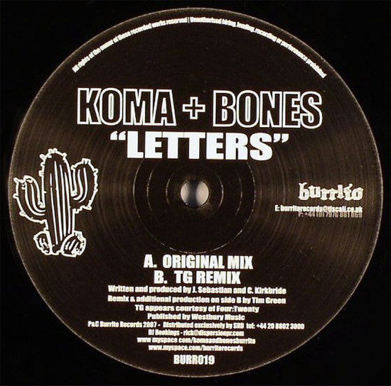 Koma & Bones - Letters (12" VINYL) | Very Good Plus (VG+) Generic-