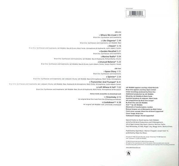 Brian Eno / Jah Wobble - Spinner | Mint (M) Mint (M)-