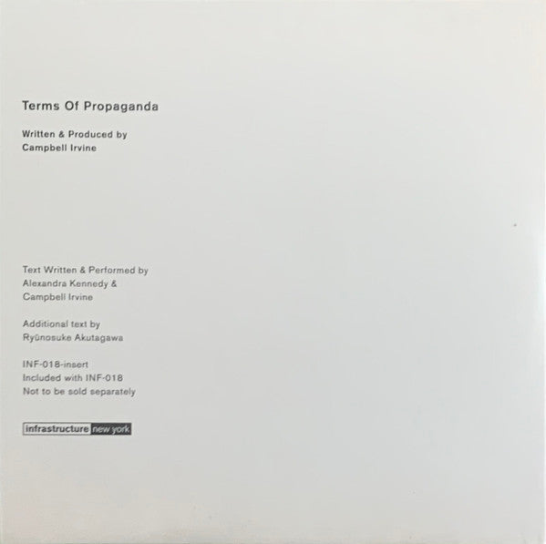 Campbell Irvine - Reunion Of Two Bodies / Terms Of Propaganda | Mint (M) Mint (M)--