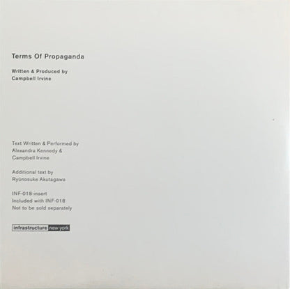 Campbell Irvine - Reunion Of Two Bodies / Terms Of Propaganda | Mint (M) Mint (M)--
